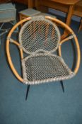 1960's Bamboo Framed Woven Plastic Chair