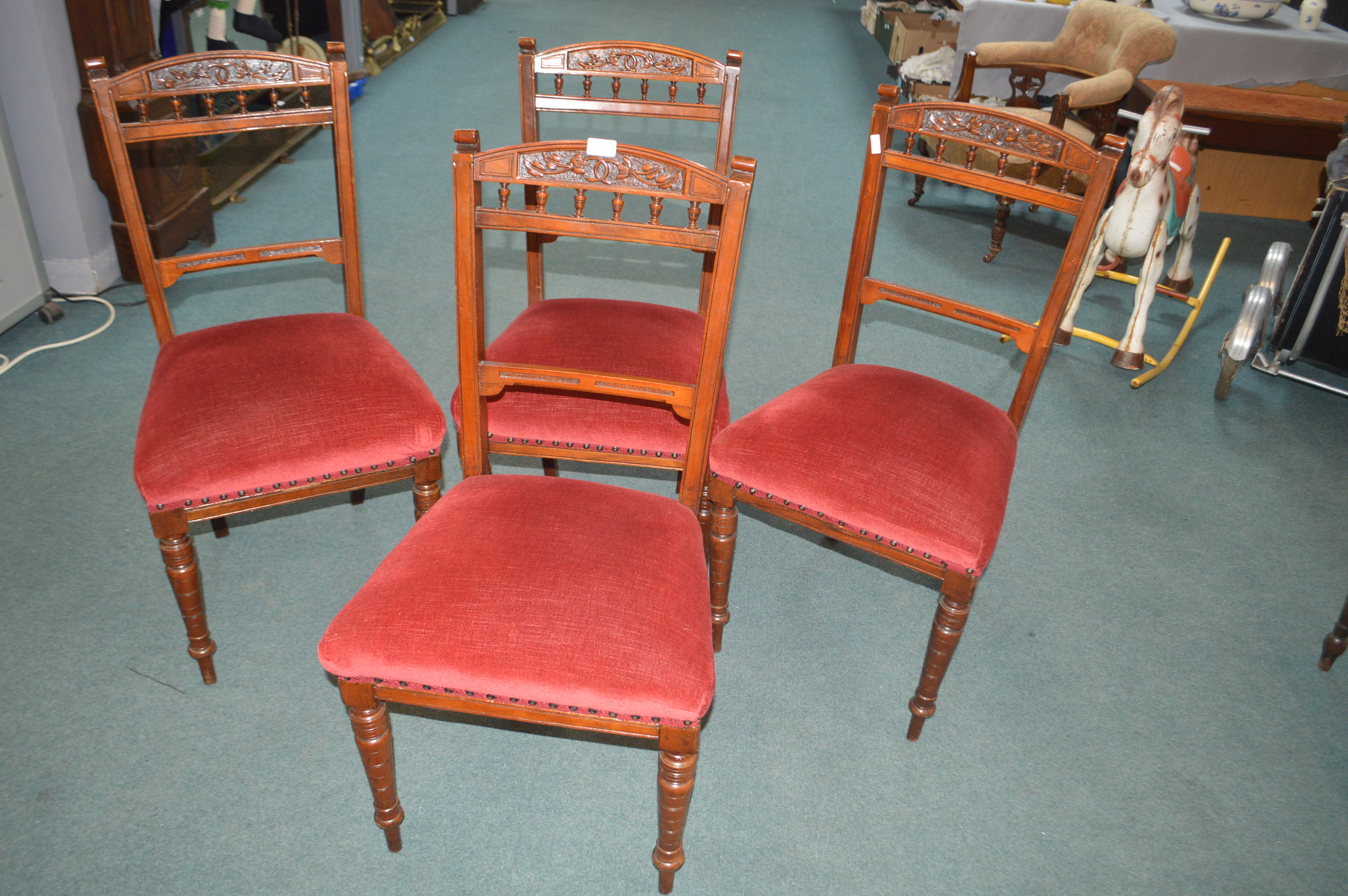 Set of Four Carved Mahogany Dining Chairs - Image 2 of 2