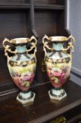 Pair of Decorative Victorian Pottery Urns