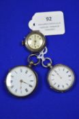 Two Hallmarked Sterling Silver Pocket Watches, and a Wristwatch