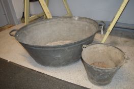 Galvanised Tin Bath and a Bucket