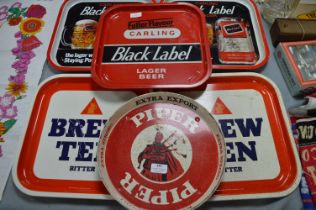 Six Vintage Pub Tray Including Carling Black Label, etc.