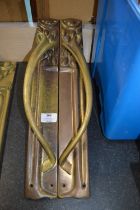 *Pair of Reproduction Brass Art Nouveau Style 48cm Door Handles