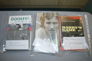 Three Signed Football Autobiographies by Allan Ball, Derek Dooley, and Harry Greg