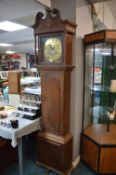 Oak Long Case Clock with Brass Face by Micheal Heaton