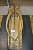 *Pair of Reproduction Brass Art Nouveau Style 48cm Door Handles