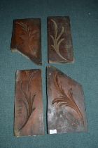 Four Carved Wooden Moulding Blocks