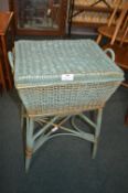 Lloyd Loom Style Wicker Sewing Basket and Contents
