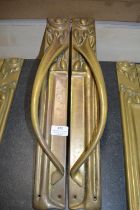 *Pair of Reproduction Brass Art Nouveau Style 48cm Door Handles