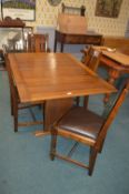1930's Oak Extending Dining Table with Four Matchi