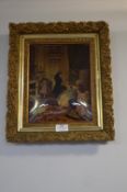 Victorian Gilt Framed Crystoleum of a Young Lady in a Faint