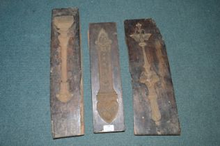 Three Carved Wooden Moulding Blocks