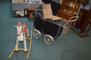 Vintage Pram and a Metal Rocking Horse