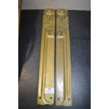 *Pair of Reproduction Brass Art Nouveau Style 48cm Door Handles