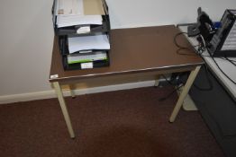 *Retro Style Office Side Table with Brown Vinyl Top