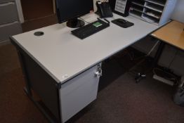 *Single Pedestal Office Desk in Two Tone Grey
