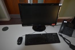 *HP Desktop Computer with Intel i3 Processor, BenQ Monitor, Keyboard, and Mouse