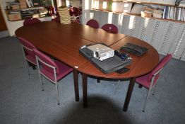 *Boardroom Table Comprising of Two Straight Tables and Two D-Ends on Tubular Legs in Mahogany