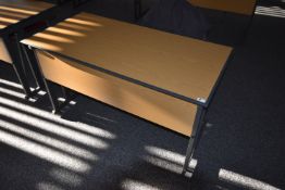 *Office Table with Folding Legs in Light Oak Finish with Grey Metal
