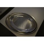 *Three Stainless Steel Oval Platters