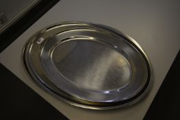 *Three Stainless Steel Oval Platters