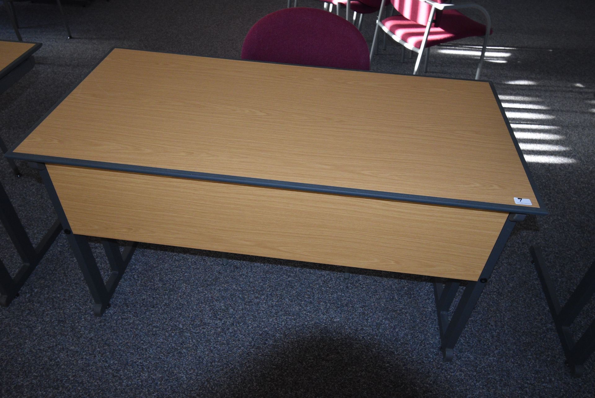 *Office Table with Folding Legs in Light Oak Finish with Grey Metal