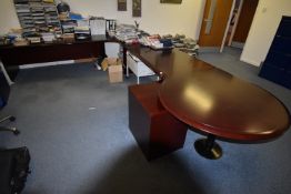 *Mahogany Finish Executive L-Shape Desk with Standalone Drawer Pedestal