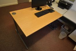 *Office Table in Light Oak Finish with Grey Metalwork