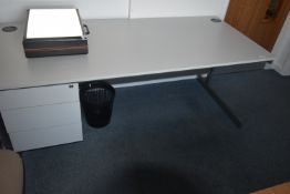*Single Pedestal Desk in Two Tone Grey