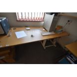 *Light Oak Effect Office Table with Grey Metalwork