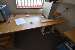 *Light Oak Effect Office Table with Grey Metalwork
