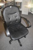 *Executive Gas-Lift Office Chair in Black Faux Leather