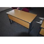 *Office Table with Folding Legs in Light Oak Finish with Grey Metal