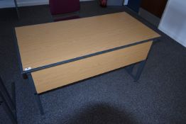 *Office Table with Folding Legs in Light Oak Finish with Grey Metal