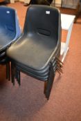 *Five Black Polypropylene Stacking Chairs