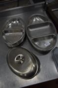 Quantity of Three and Two Section Stainless Steel Serving Dishes
