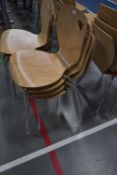 Four Wood Effect Stackable Office/Cafe Chairs