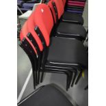 Four Black & Red Upholstered Stackable Chairs