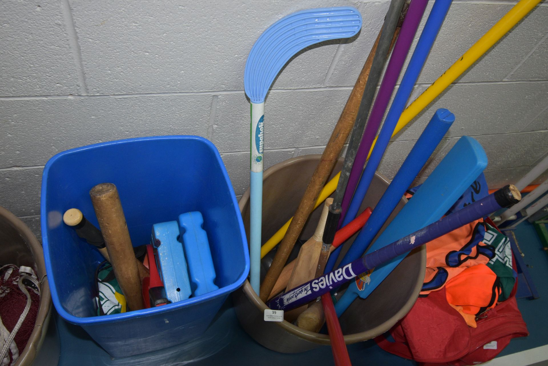 Quantity of Assorted Plastic Bats Including Cricket, Rounds, Hockey Sticks, etc.