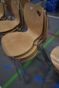 Four Wood Effect Stackable Office/Cafe Chairs