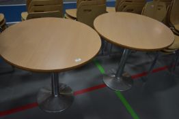 Two 80cm Circular Pedestal Table
