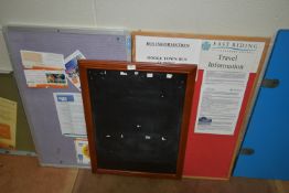 Blackboard, and Two Pinboards