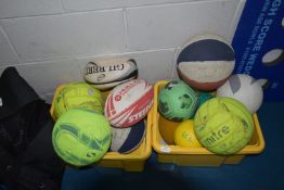 Quantity of Assorted Sport Balls Including Netballs, Rugby Balls, Footballs, etc.