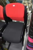 Four Black & Red Upholstered Stackable Chairs