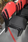 Three Black & Red Upholstered Stackable Chairs