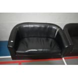 One Brown, One Black Leatherette Two Seat Reception Chairs (AF)
