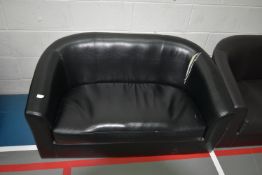 One Brown, One Black Leatherette Two Seat Reception Chairs (AF)