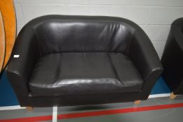 Two Brown Leatherette Two Seat Reception Chairs