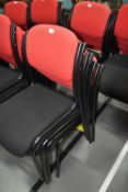 Four Black & Red Upholstered Stackable Chairs
