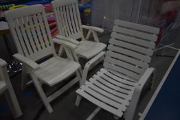 Three White Reclining Pool/Patio Chairs